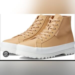 Superga Alpina LeatherHigh-Top Platform Sneaker Boot in Tan EU40
